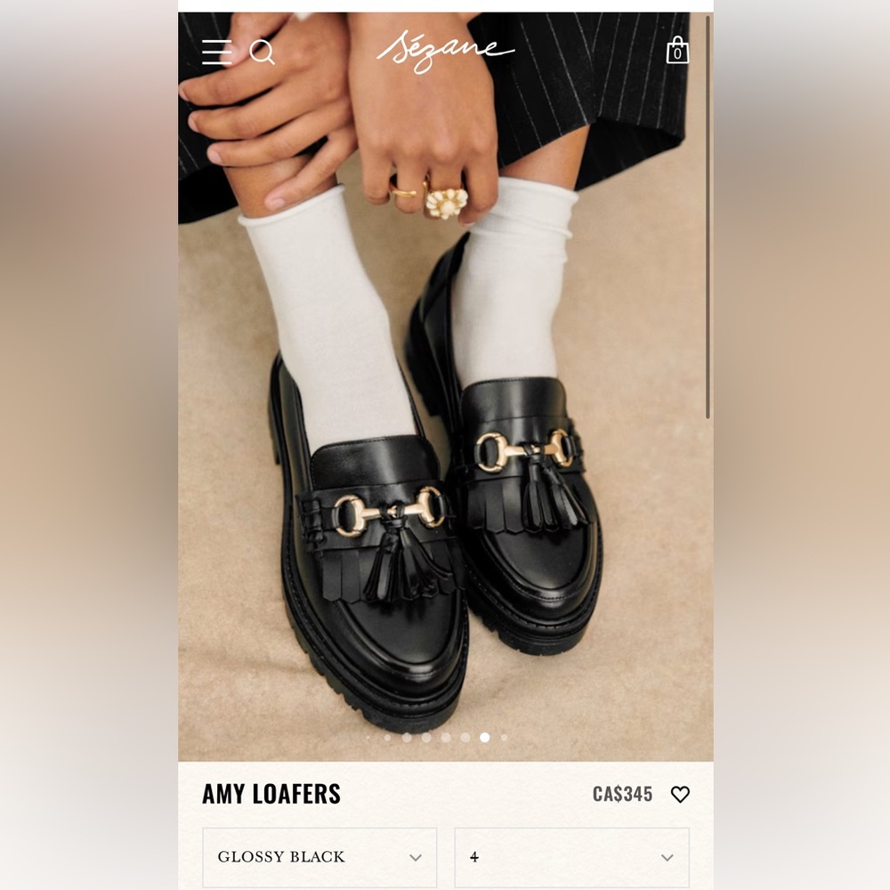 Sezane Elegant Black Loafers with Tassel Detail